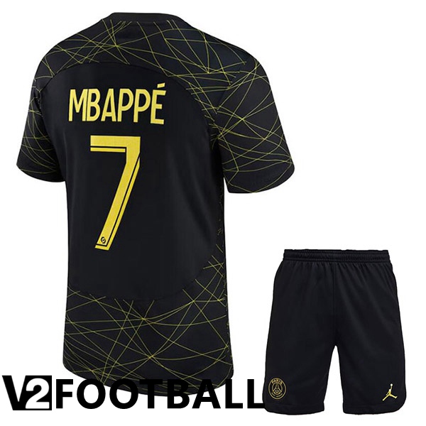 Paris PSG (MBAPPÉ 7) Kids Soccer Jersey Fourth Black 2022/2023