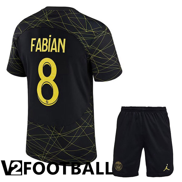 Paris PSG (FABIAN 8) Kids Soccer Jersey Fourth Black 2022/2023