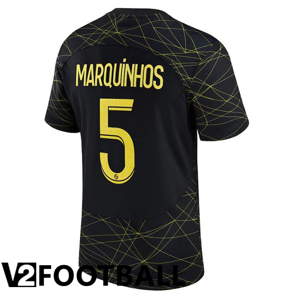 Paris PSG (MARQUINHOS 5) Soccer Jersey Fourth Black 2022/2023