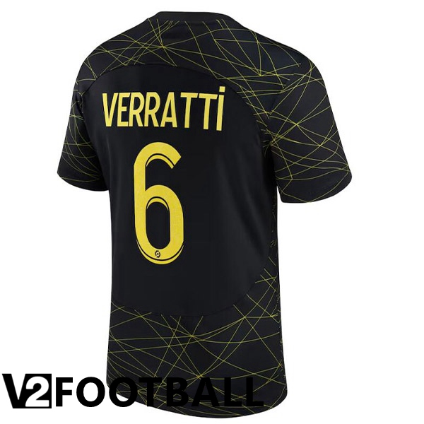 Paris PSG (VERRATTI 6) Soccer Jersey Fourth Black 2022/2023