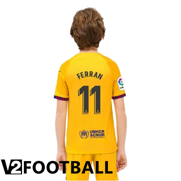 FC Barcelona (FERRAN 11) Kids Soccer Jersey Fourth Yellow 2022/2023