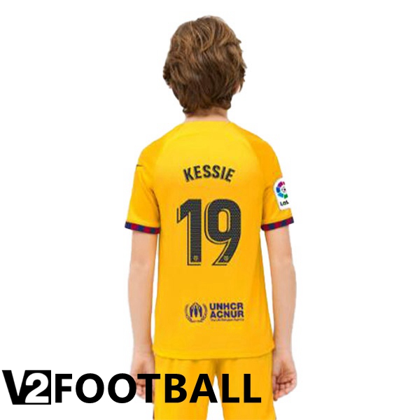 FC Barcelona (KESSIE 19) Kids Soccer Jersey Fourth Yellow 2022/2023