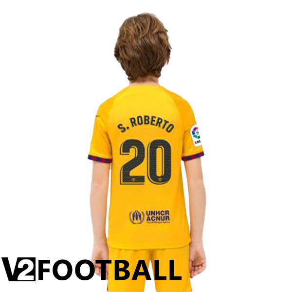 FC Barcelona (S. ROBERTO 20) Kids Soccer Jersey Fourth Yellow 2022/2023