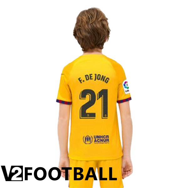 FC Barcelona (F. De JONG 21) Kids Soccer Jersey Fourth Yellow 2022/2023