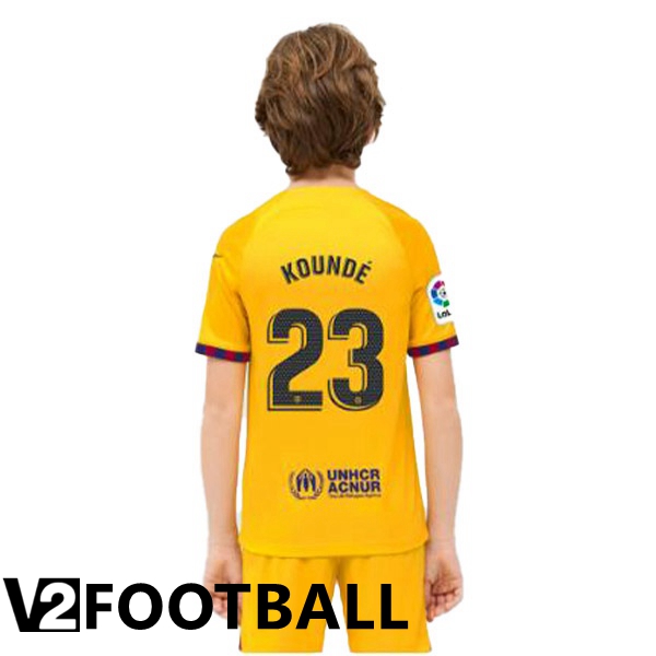 FC Barcelona (KOUNDE 23) Kids Soccer Jersey Fourth Yellow 2022/2023