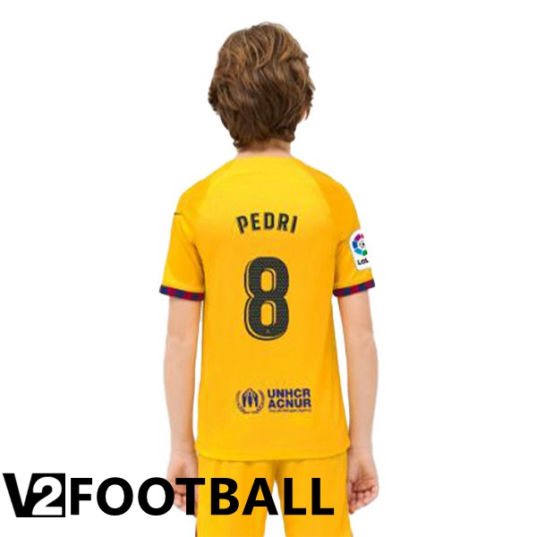 FC Barcelona (PEDRI 8) Kids Soccer Jersey Fourth Yellow 2022/2023