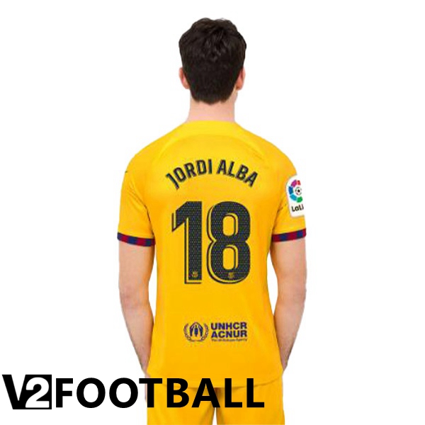 FC Barcelona (JORDI ALBA 18) Soccer Jersey Fourth Yellow 2022/2023