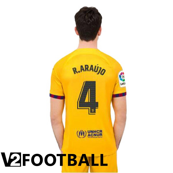 FC Barcelona (R. ARAUJO 4) Soccer Jersey Fourth Yellow 2022/2023