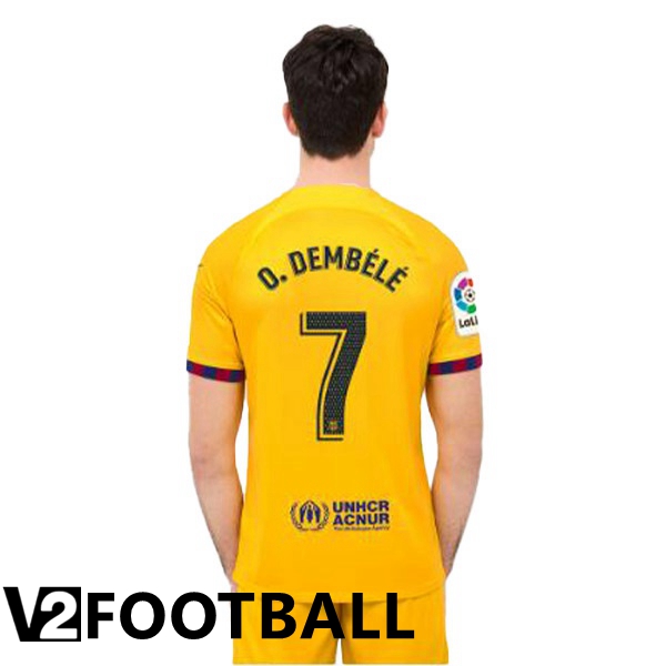 FC Barcelona (O. DEMBÉLÉ 7) Soccer Jersey Fourth Yellow 2022/2023