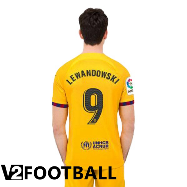 FC Barcelona (LEWANDOWSKI 9) Soccer Jersey Fourth Yellow 2022/2023