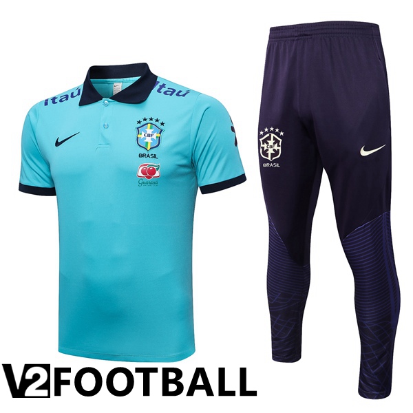 Brazil Soccer Polo + Pants Blue 2023/2024