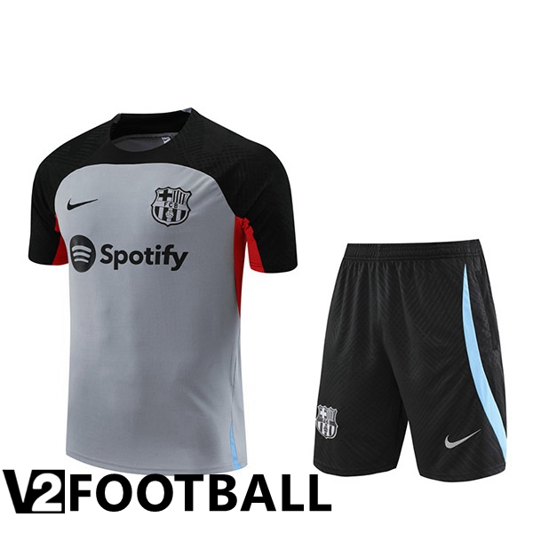 FC Barcelona Training T Shirt + Shorts Grey 2023/2024