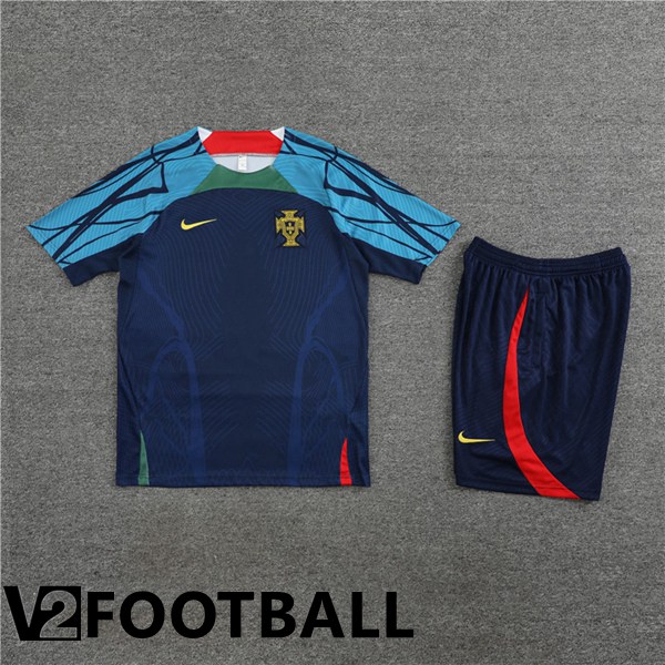 Portugal Training T Shirt + Shorts Black 2023/2024