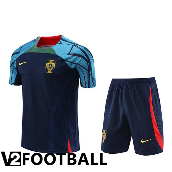 Portugal Training T Shirt + Shorts Black 2023/2024