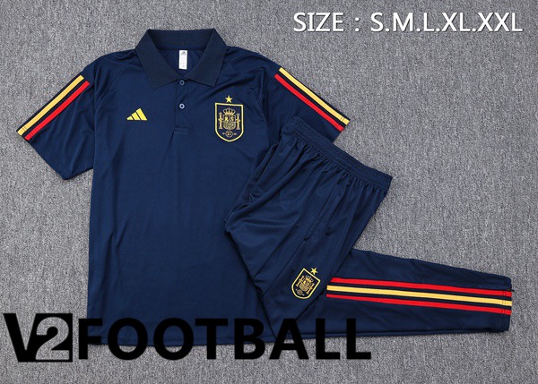Spain Soccer Polo + Pants Royal Blue 2023/2024