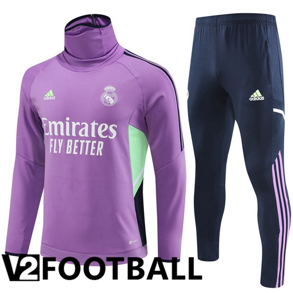 Real Madrid High collar Training Tracksuit Suit Purple 2023/2024