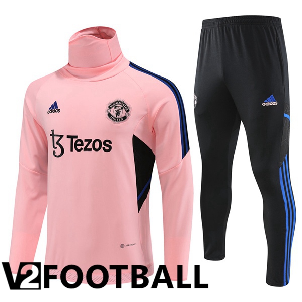 Manchester United High collar Training Tracksuit Suit Pink 2023/2024