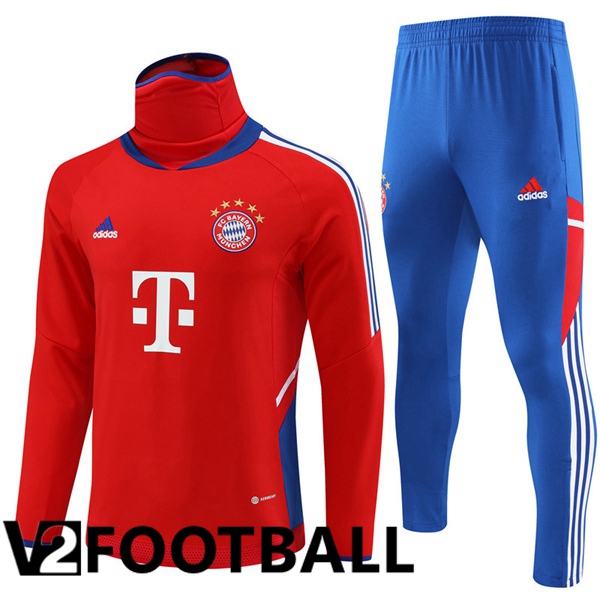 Bayern Munich High collar Training Tracksuit Suit Red 2023/2024
