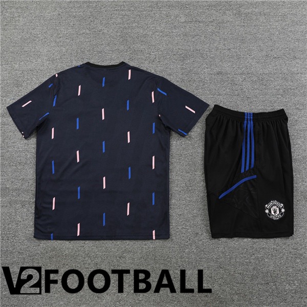 Manchester United Training T Shirt + Shorts Black 2023/2024