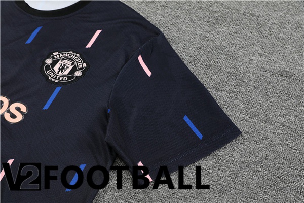 Manchester United Training T Shirt + Shorts Black 2023/2024