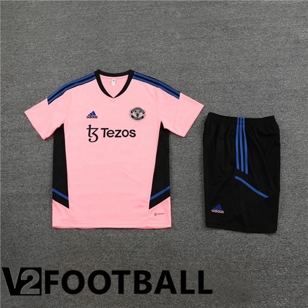 Manchester United Training T Shirt + Shorts Pink 2023/2024