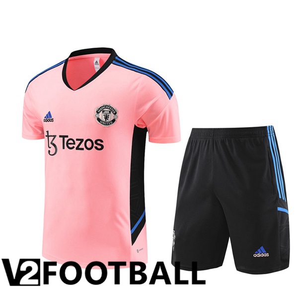 Manchester United Training T Shirt + Shorts Pink 2023/2024