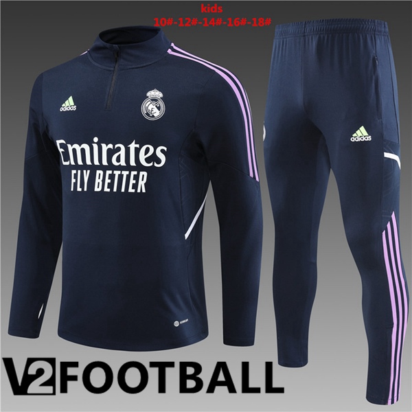 Real Madrid Kids Training Tracksuit Suit Royal Blue 2023/2024