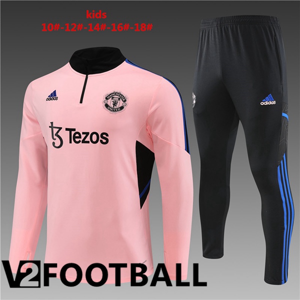 Manchester United Kids Training Tracksuit Suit Pink 2023/2024