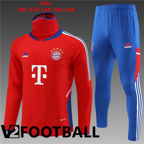 Bayern Munich Kids High collar Training Tracksuit Suit Red 2023/2024