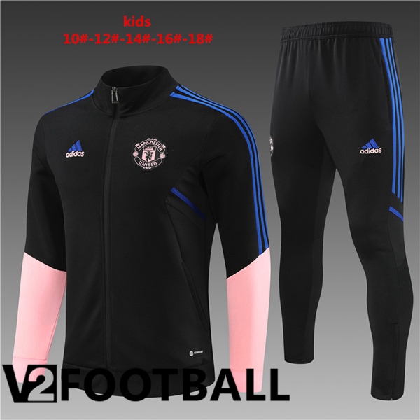 Manchester United Kids Training Tracksuit Suit Black 2023/2024