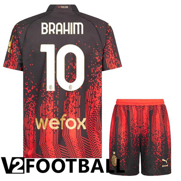 AC Milan (BRAHIM 10) Kids Soccer Jersey Fourth Red Black 2022/2023
