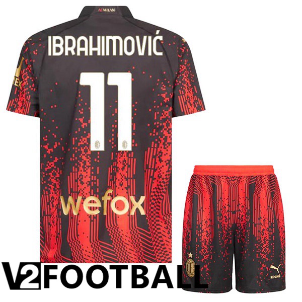 AC Milan (IBRAHIMOVIĆ 11) Kids Soccer Jersey Fourth Red Black 2022/2023