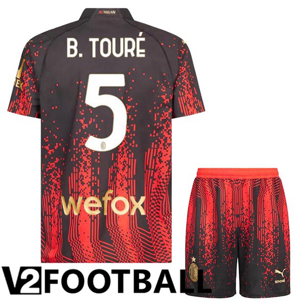 AC Milan (B. TOURÉ 5) Kids Soccer Jersey Fourth Red Black 2022/2023