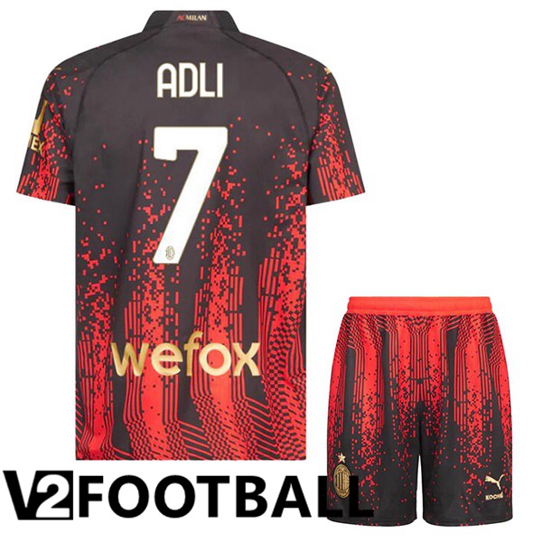 AC Milan (ADLI 7) Kids Soccer Jersey Fourth Red Black 2022/2023