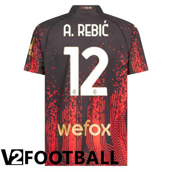 AC Milan (A. REBIĆ 12) Soccer Jersey Fourth Red Black 2022/2023