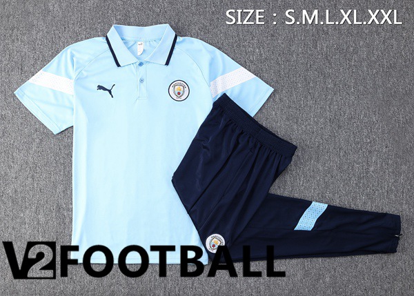 Manchester City Soccer Polo + Pants Blue 2023/2024