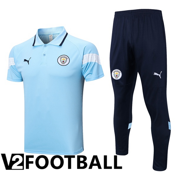 Manchester City Soccer Polo + Pants Blue 2023/2024