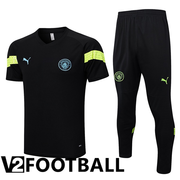 Manchester City Training T Shirt + Pants Black 2023/2024