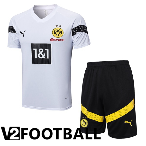 Dortmund BVB Training T Shirt + Shorts White 2023/2024