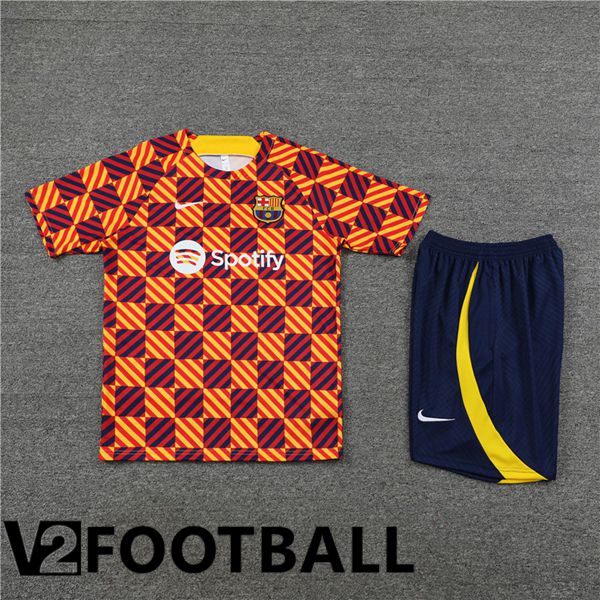 FC Barcelona Training T Shirt + Shorts Yellow 2023/2024