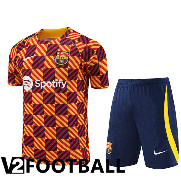 FC Barcelona Training T Shirt + Shorts Yellow 2023/2024