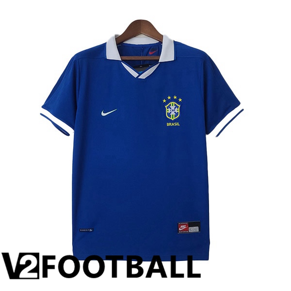 Brazil Retro Soccer Jersey Away Blue 1997