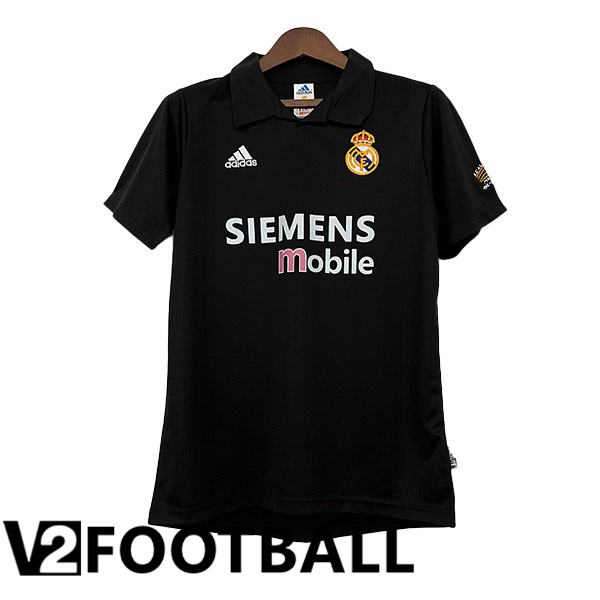 Real Madrid Retro Soccer Jersey Away Black 2002-2003