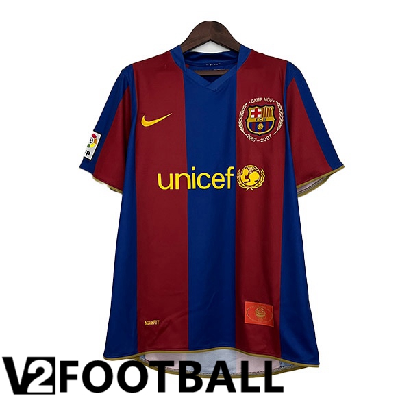 FC Barcelona Retro Soccer Jersey Home Red Blue 2007-2008