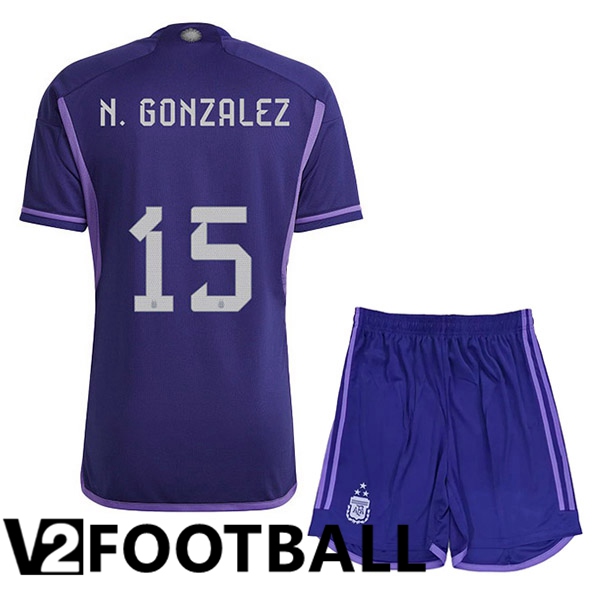 Argentina (A. CORREA 15) 3 Stars Kids Football Shirt Away Purple 2022/2023