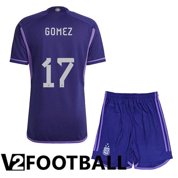 Argentina (GOMEZ 17) 3 Stars Kids Football Shirt Away Purple 2022/2023