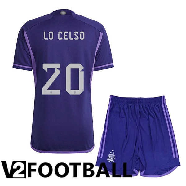 Argentina (MAC ALLISTER 20) 3 Stars Kids Football Shirt Away Purple 2022/2023