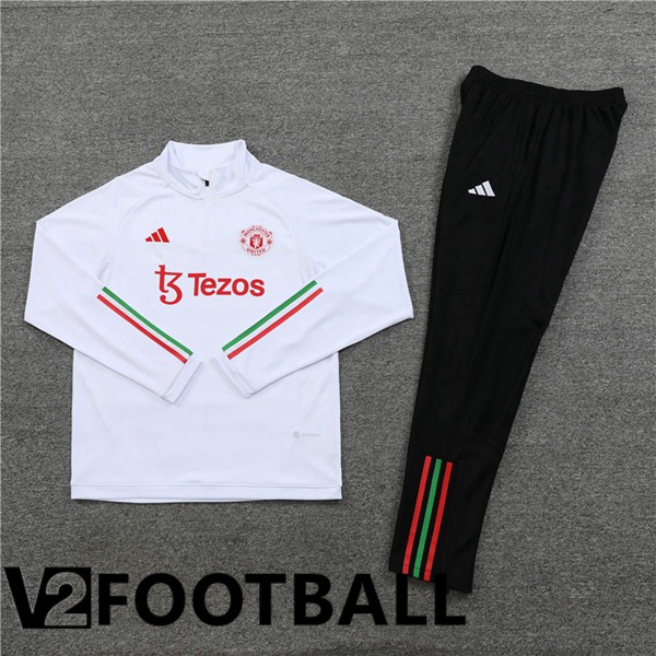 Manchester United Training Tracksuit Suit White 2023/2024