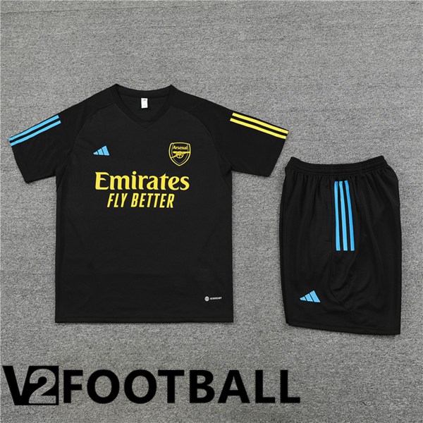 Arsenal Training T Shirt + Shorts Black 2023/2024