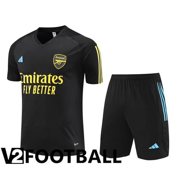 Arsenal Training T Shirt + Shorts Black 2023/2024